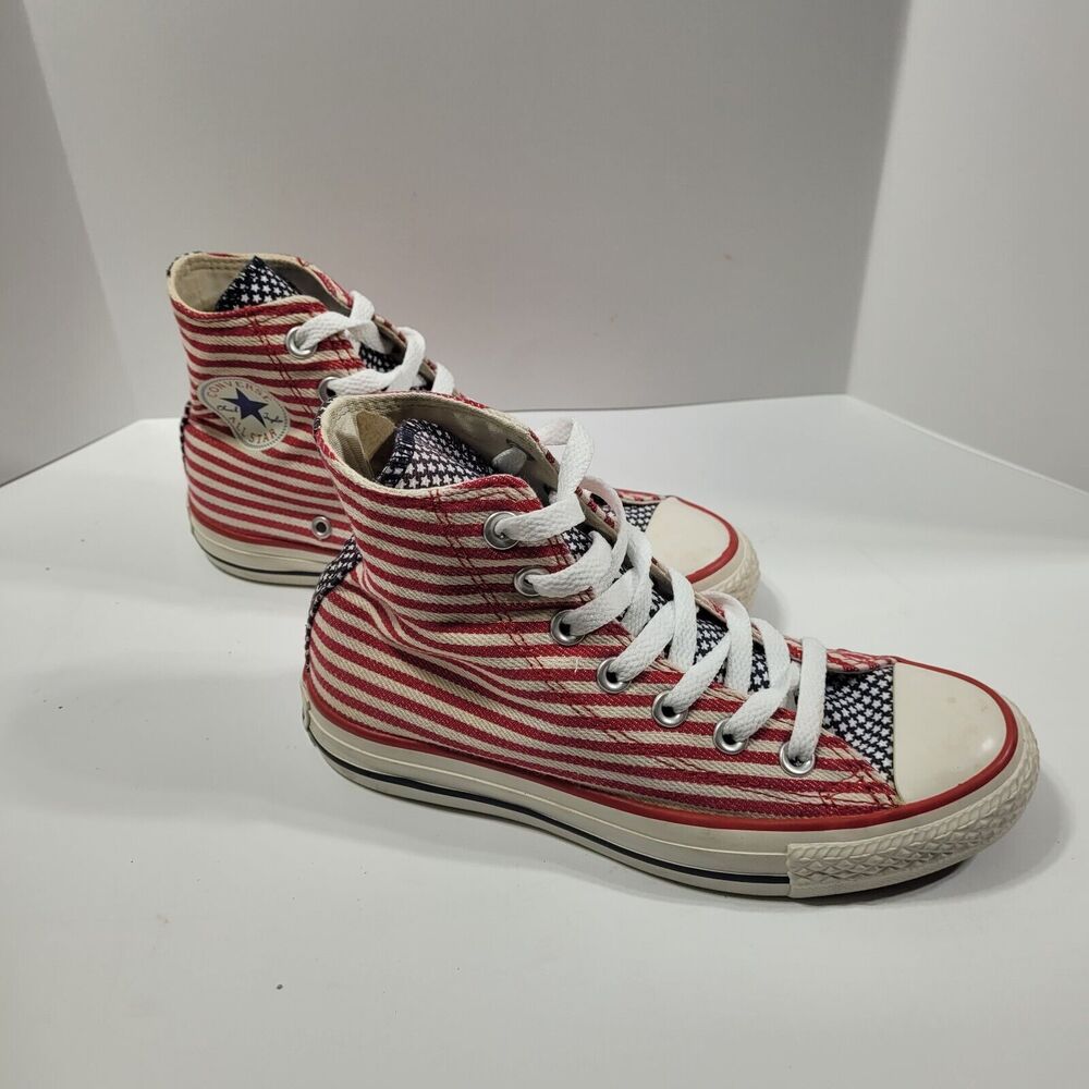 Converse All Star High Sneakers Men’s 3 ladies 5 Red Blue American Flag Shoe